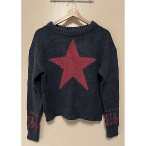 Sundance Sweater Blue Pink Star Long Sleeve Super Soft Knit Women's Petite XS